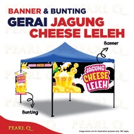 Banner Gerai Makanan Jagung Cheese Leleh Cheese Tarik Bunting Streamer Kedai Pasar Malam Jagung Tong