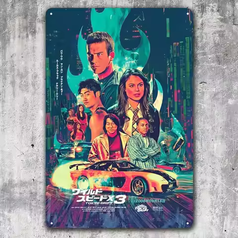 The Fast And The Furious Tokyo Drift Movie Metal Poster Tin Sign - Plate