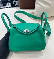 🌈Hermes💚Mini Lindy一代💚綠色內拼藍色銀扣🌟未使用閑置🌈🌟Swift皮🌟minilindy🌟lindy🌟愛馬仕🌟