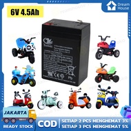 (dalam Stok Dikirim Dari Jakarta)AKI Batera EELIC AKI-6V4AH HITAM AKI KERING 6 Volt45 AH UNTUK MENYU