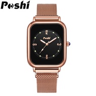 [Malaysia Stock] POSHI Original Square Watch for Woman Waterproof Korean Fashion Quartz Stainless St