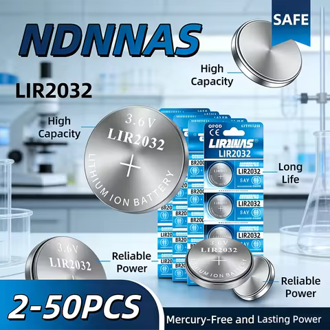 LIR2032 3.6V Rechargeable Coin Cell Battery Multi-Pack For CR2032 DL2032 Replacement, For Watch & Ca