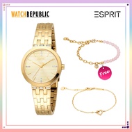 [FREEGIFT] Esprit Savannah Gold Stainless Steel Analog Watch For Women EES1L462M0025 ESPRTROSEQUARTZ