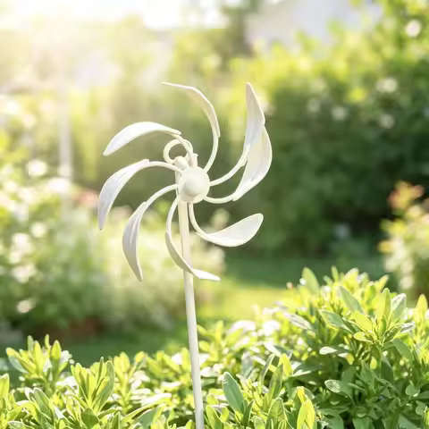 Retro Windmill Bike Metal Garden Plant Stake Decor