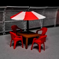 3D Receh Umbrella Table Accessories Diorama Model Diecast miniature Diorama 1/64