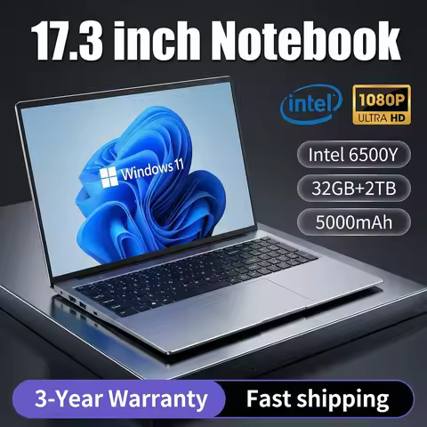 Hot 17.3" Notebook Intel i3 7100U 32GB 2TB Windows 11 Large Screen Fingerprint Unlock Office Gaming 