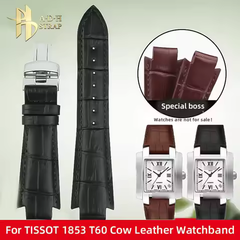 Leather Watch with Accessories For Tissot 1853 T60 Watchband T60.1.513 Cow Leather Watch Strap Conve