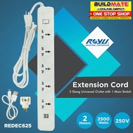 ROYU 5 GANG Extension Cord Universal Socket Outlet with 1 Main Switch REDEC625 - BUILDMATE - Surge P