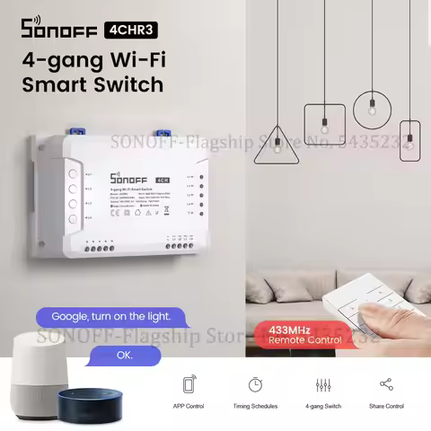 Itead SONOFF 4CH R3 Wifi Wireless Remote Control Relay Module Switch 4 Gang Channel Light Timer Swit