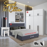 SKL Furniture Queen Size Bed Frame / 4FT Wardrobe/Divan Bed/Katil Murah/Bedroom Set/Set Bilik