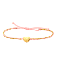 TAKA Jewellery 999 Pure Gold Charm Heart with Nylon Bracelet