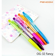 ปากกาหมึกน้ำเงิน หัว 0.5 mm Pencom OG32-Fancy ปากกาหมึกน้ำมันแบบกด ขายยกแพ็ค ยกโหล