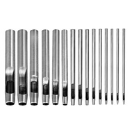(NMXT) 15Pc Hollow Punch Leather Hole Punch Cutter 0.5Mm-10Mm Round Punch Tool Set Leather Craft Wor