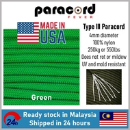 - 4mm Type III 550 Tali Paracord Rope Parachute Cord - Green
