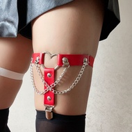 [Ready Stock] Elastic Band Leg Ring Socks Clip Heart-Shaped Chain Sweet Cool Dark Tie Anklet Garter 