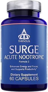 Thrivous Surge - 100mg Caffeine Pills with 200mg L-Theanine and Ginseng - Caffeine Anhydrous with Ze
