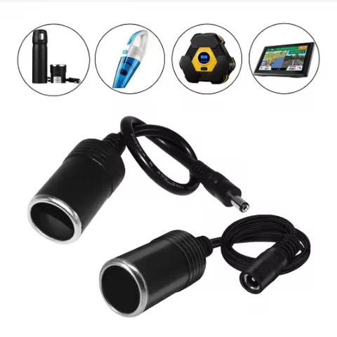 12V/24V female plug male plug DC5.5 * 2.1MM car cigarette lighter socket connector charger cable ada
