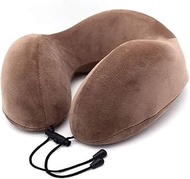 U Shaped Travel Pillow Comfortable Memory Foam Travel Pillow, 360-Degree Head Support, Spandex Case Cover,Travel Kit (Color : Brown)