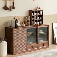 Nordic Light Luxury Black Walnut Dining Side Cabinet Nordic Storage Cabinet Living Room Entrance Cab