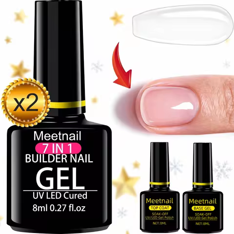Builder Nail Gel,7-in-1 Clear Builder Nail Gel, LED Cured Base/Top Coat, Strengthener & Extension fo