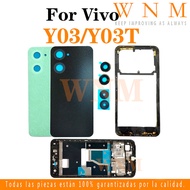 For VIVO Y03 / Y03T LCD Front Frame Bezel Back Battery Cover + Middle Frame + Camera Frame Parts Rea