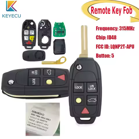 KEYECU Smart Remote Key Fob for VOLVO S60 S80 V70 XC70 XC90 2004-2015 FCC ID: LQNP2T-APU Part: 86887