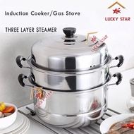 28CM 3Layer Steamer Pot Stainless Steel Steamer For Siomai And Siopao Steamer for Food LUCKY STAR