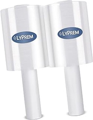 LyPrem Industrial Stretch Wrap 5"x1000'Roll with Handle 80 Gauge Extra Thick Durable Self-Adhering Plastic Wrap for Pallet Wrap Moving Supplies Industrial Strength Heavy Duty Shrink Film(2 Pack)