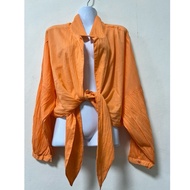 Chest 56 Inches Orange Coat With Tie Waist