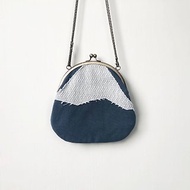Fuji 富士山 圓型口金 手拿包 側背包 肩背包 圓包 編織 山