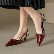 Burgundy heels sandals for women elegant wanita raya 1 inch red pointed heels