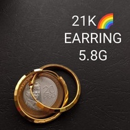 21K HOOP  EARRING SAUDI GOLD PAWNABLE