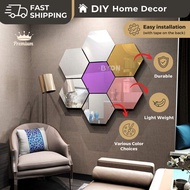 XL Size Hexagon Mirror Viral / Cermin Hexagon  / Hiasan Dinding / Home Decor Big Size Acrylic Mirror