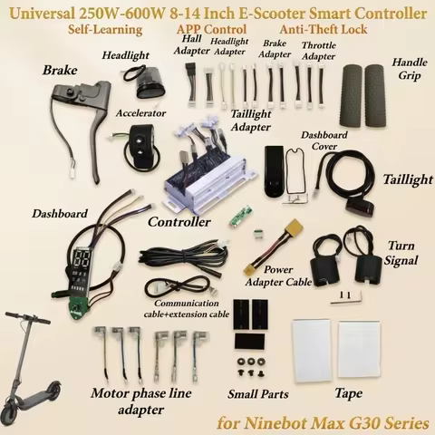 Universal 250W-600W 8-14 Inch E-Scooter Smart Controller, Self-Learning APP Control,Anti-Theft Lock,