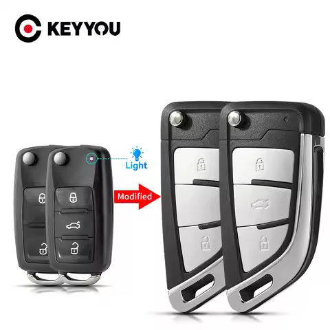 KEYYOU Car Key Shell 2/3B Modified Flip Folding Key Case Golf 8 Style Casing For Golf Tiguan Polo Je