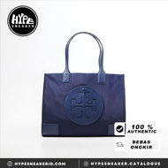 Tas TORY BURCH ELLA BIG LOGO NAVY TOTE BAG - 33X26X15CM 100% ORIGINAL