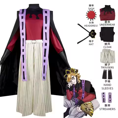 Halloween Costume de Cosplay Demon Doma Douma, ensembles de ventilateurs de perruque, tenue Kimetsu 