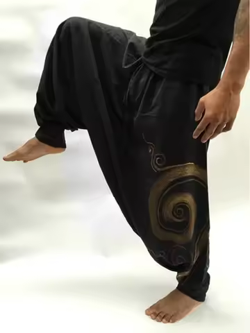 Men's Casual Elastic Waist Baggy Hippie Yoga Harem Pants Men Baggy Hippie Boho Gypsy Aladdin Hippie 