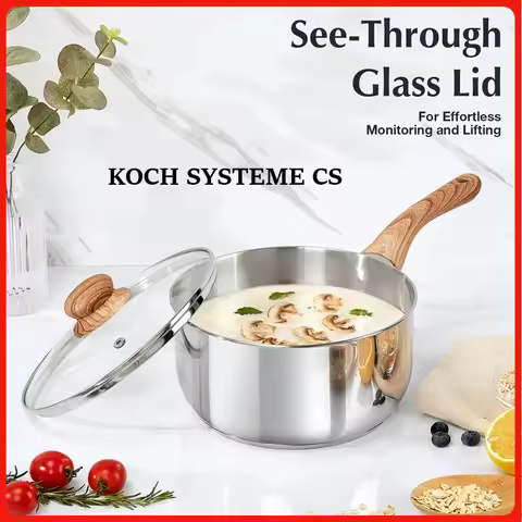 KOCH SYSTEME CS 1QT/2QT/3QT Milk Pot Stainless Steel Saucepan Stewpot with Heat-resistant Bakelite H