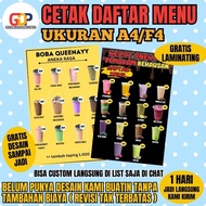 jasa cetak dan desain daftar menu aneka minuman free desain