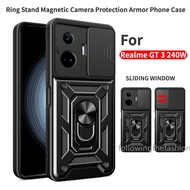 Casing For Realme GT 3 240W 5G GT3 Neo 5 2023 Phone Case Armor Car Magnetic With Ring Stand Bracket Kickstand  New Fashion Shockproof Camera Protection Back Cover