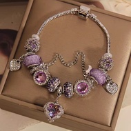 gelang gelang tangan perempuan Light Luxury Glass Bead Bracelet - Purple Color