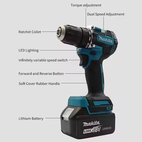 100%Makita DDF487 ddf487 18V Screwdriver Brushless Electric Drill Impact Drill Of Decoration Team Po
