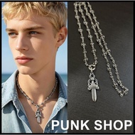 Necklace 925 Silver New Style Sword Style Cross Flower Necklace 0396