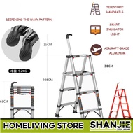 SHANJIE Foldable Ladder Household Folding Telescopic Indoor Multifunctional Staircase Aluminum Alloy