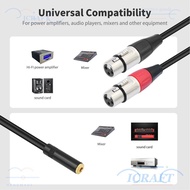 CRAFTML 1/8 Female To Dual XLR Female Cable, 30cm / 11.81in Professional Y Splitter Cord Wire, Flexi