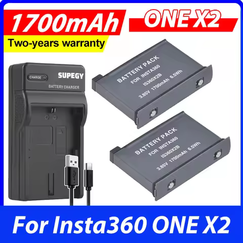ONE X2 1700mAh Battery Li-ion Akku + Charger for Insta360 ONE X2 Camera