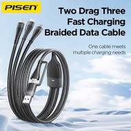 PISEN (AP-FC15-1200) 3 in 1 ไนลอนถัก Type C + L + Micro USB สายชาร์จเร็ว 1.2M 3A fast charging cable