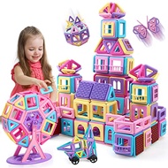 Tolnetr 117Pcs Magnetic Tiles Toys, Castle Magnetic Building Blocks Toys for 3 Year Old Girl Gifts,