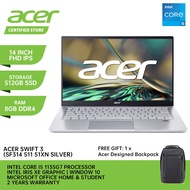 Acer Laptop New Swift 3 51XN ( 14 Inch FHD IPS 100% SRGB | Intel I5 1135G7 | 8GB RAM | 512GB PCIE SSD | Intel Iris XE | Windows 11 + Ms Office Home &amp; Student | 2 Years Warranty)